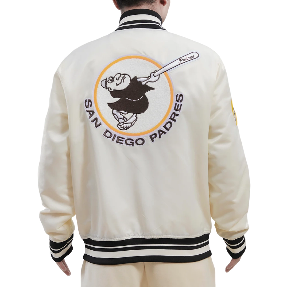 San diego padres retro classic full snap satin varsity jacket white