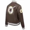 San diego padres retro classic womens full snap satin varsity jacket brown 2