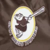 San diego padres retro classic womens full snap satin varsity jacket brown 4