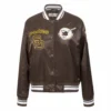 San diego padres retro classic womens full snap satin varsity jacket brown 6