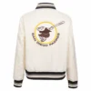 San diego padres retro classic womens full snap satin varsity jacket cream 1