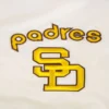 San diego padres retro classic womens full snap satin varsity jacket cream 3