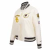 San diego padres retro classic womens full snap satin varsity jacket cream 6
