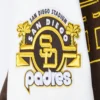 San diego padres retro classic womens wool leather varsity jacket brown white 5