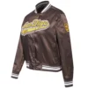 San diego padres script tail full snap satin varsity jacket brown 10