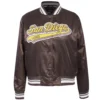 San diego padres script tail full snap satin varsity jacket brown 11
