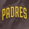 San diego padres script tail full snap satin varsity jacket brown 6