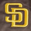 San diego padres script tail full snap satin varsity jacket brown 7