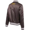 San diego padres script tail full snap satin varsity jacket brown 9