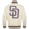 San diego padres script tail full snap satin varsity jacket white 4
