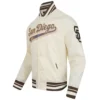 San diego padres script tail full snap satin varsity jacket white 5