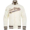 San diego padres script tail full snap satin varsity jacket white 6