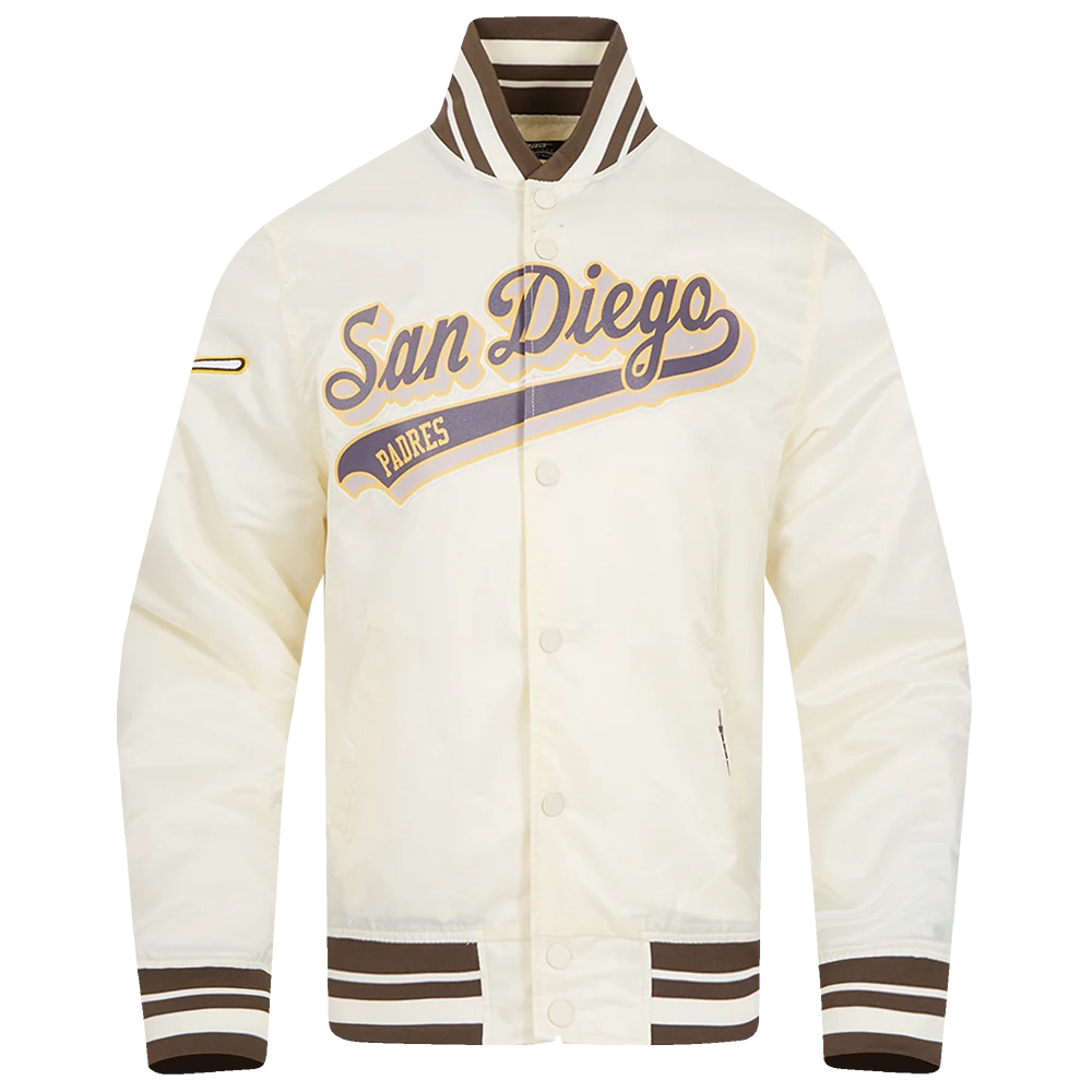 San diego padres script tail full snap satin varsity jacket white 6