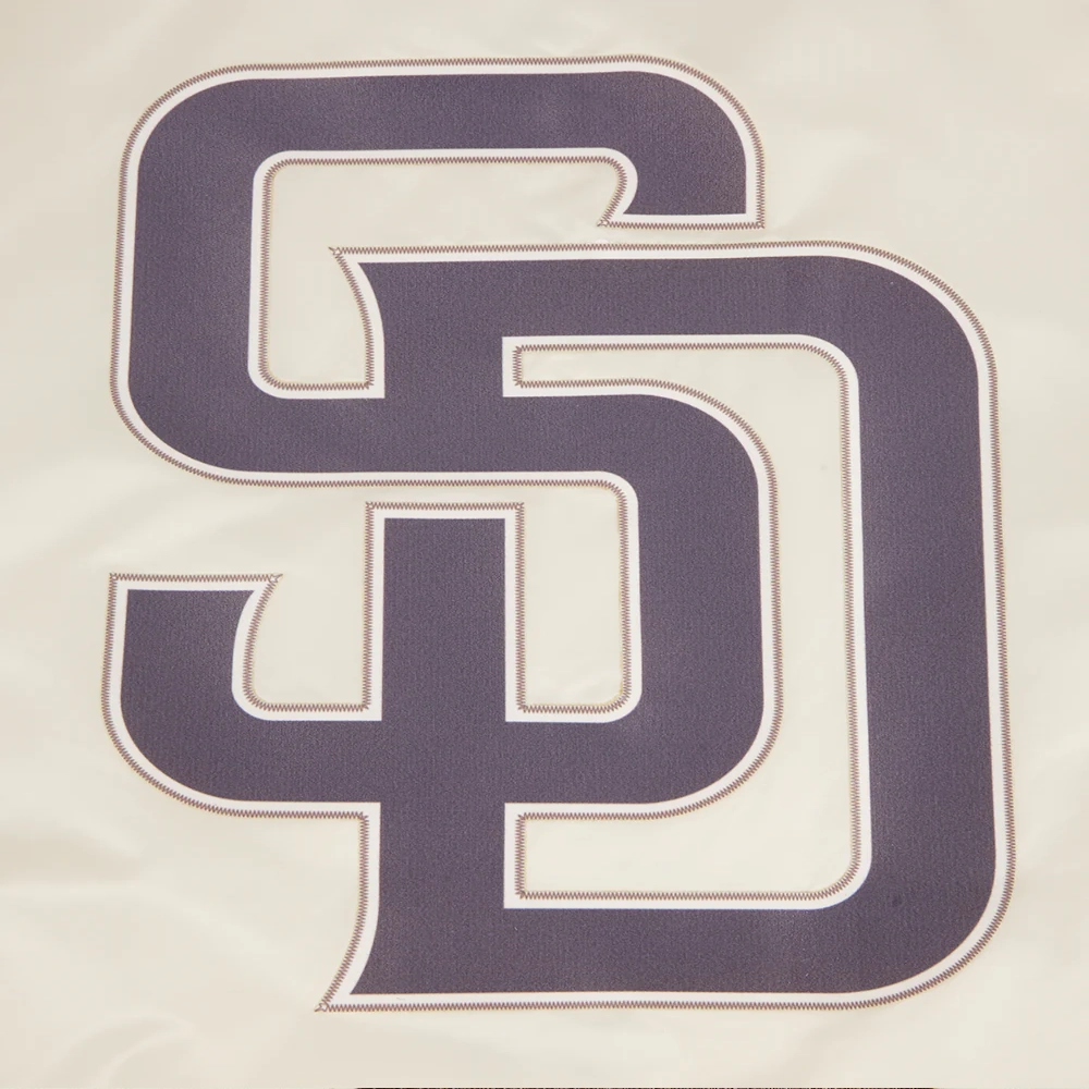 San diego padres script tail full snap satin varsity jacket white