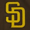 San diego padres script tail wool leather varsity jacket brown white