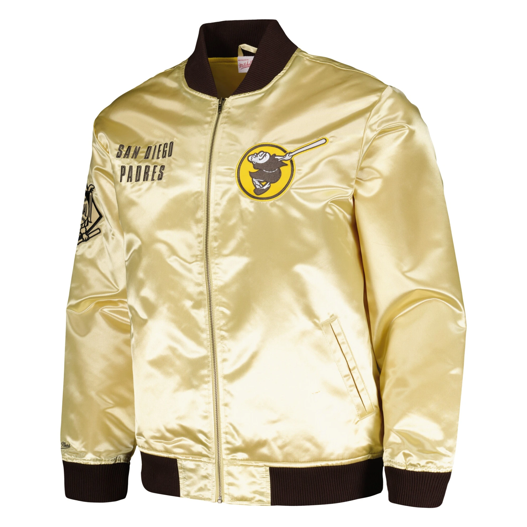 San diego padres team og 20 full zip satin varsity jacket gold 1