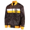 San diego padres the ambassador satin varsity jacket brown 2
