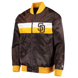 San diego padres the ambassador satin varsity jacket brown 2