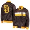 San diego padres the ambassador satin varsity jacket brown 3