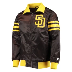 San diego padres the captain ii satin varsity jacket brown 1