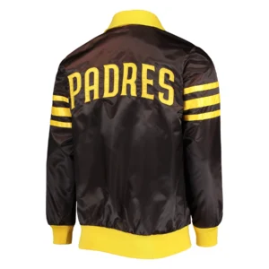 San diego padres the captain ii satin varsity jacket brown 2