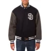 San diego padres two tone handcrafted logo wool jacket navy gray 1