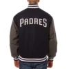 San diego padres two tone handcrafted logo wool jacket navy gray 2