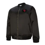 San Francisco 49ers Bomber Full-Zip Black Satin Jacket