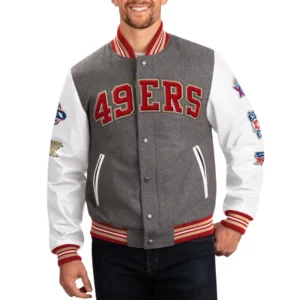 San francisco 49ers challenger wool leather varsity jacket 1