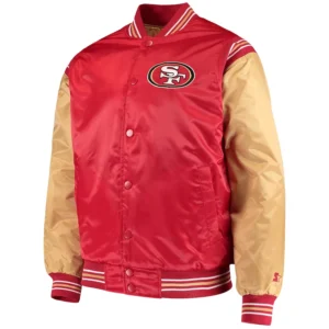 San francisco 49ers enforcer full snap satin varsity jacket redgold 2