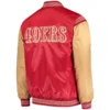 San francisco 49ers enforcer full snap satin varsity jacket redgold 3