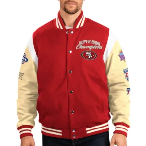 San francisco 49ers franchise red and yellow wool varsity jacket 1
