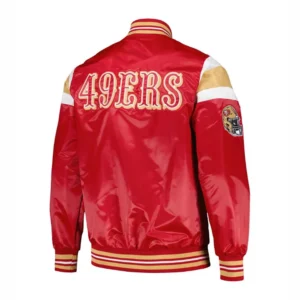 San francisco 49ers full snap satin varsity jacket red 2