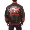 San francisco 49ers genuine leather varsity jacket black 1 1