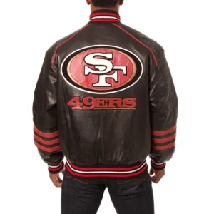 San francisco 49ers genuine leather varsity jacket black 1 1