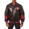 San francisco 49ers genuine leather varsity jacket black 1
