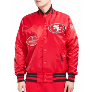 San francisco 49ers old english rib satin jacket red scaled 1