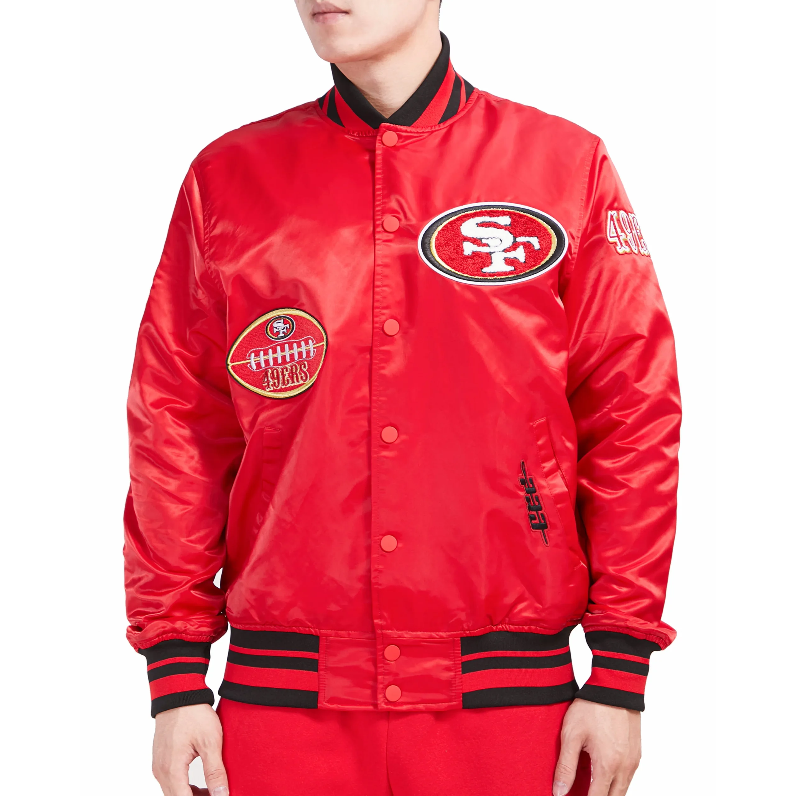 San francisco 49ers old english rib satin jacket red scaled 1