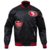 San francisco 49ers old english satin varsity jacket black 1 1