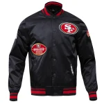 San Francisco 49ers Old English Black Satin Jacket