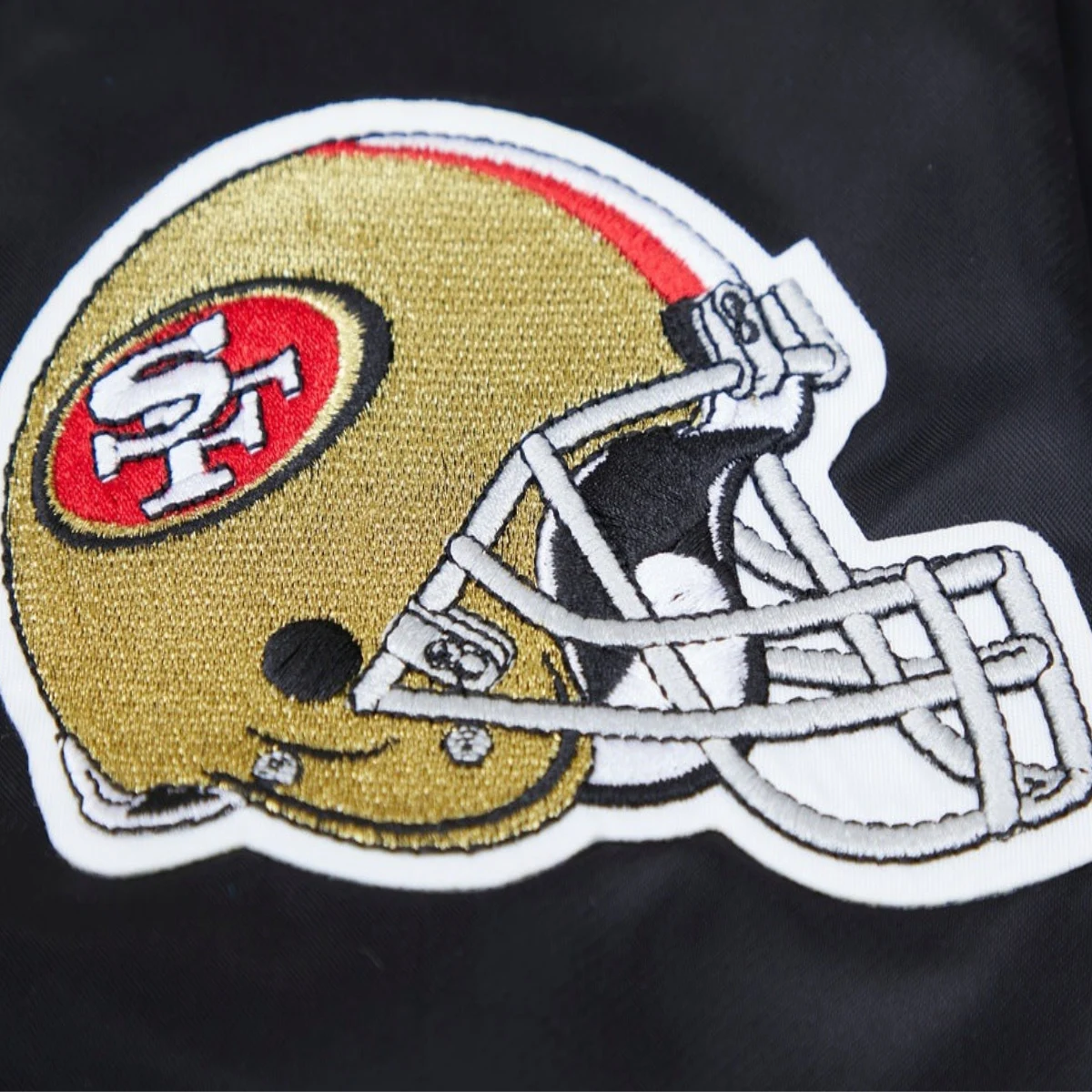 San francisco 49ers old english satin varsity jacket black 3 1