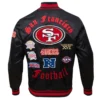 San francisco 49ers old english satin varsity jacket black 4 1