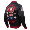 San francisco 49ers old english satin varsity jacket black 5 1