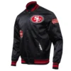San francisco 49ers old english satin varsity jacket black 6 1