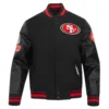 San francisco 49ers old english wool leather varsity jacket black 1 1