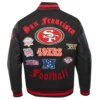 San francisco 49ers old english wool leather varsity jacket black 4 1