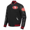 San francisco 49ers old english wool leather varsity jacket black 5 1