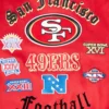 San francisco 49ers old english wool leather varsity jacket redblack 2 1