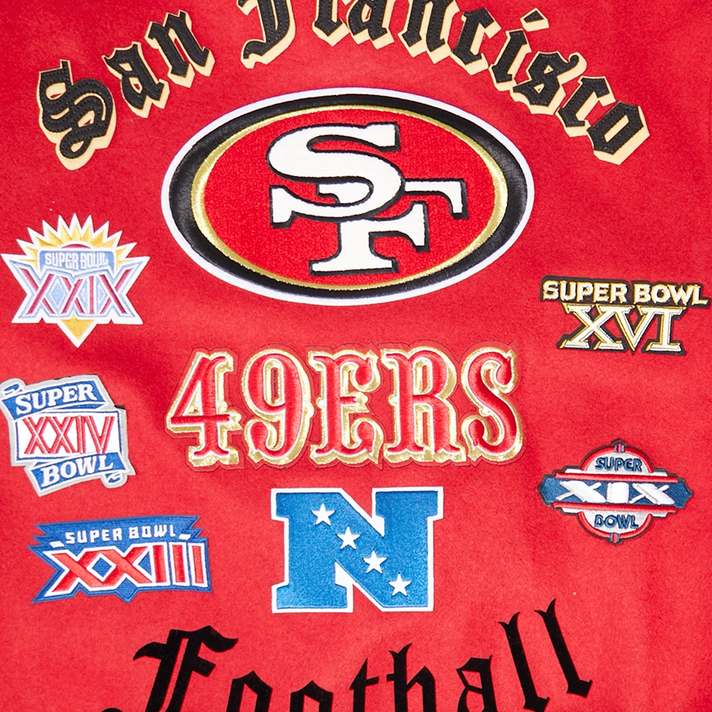 San francisco 49ers old english wool leather varsity jacket redblack 2 1