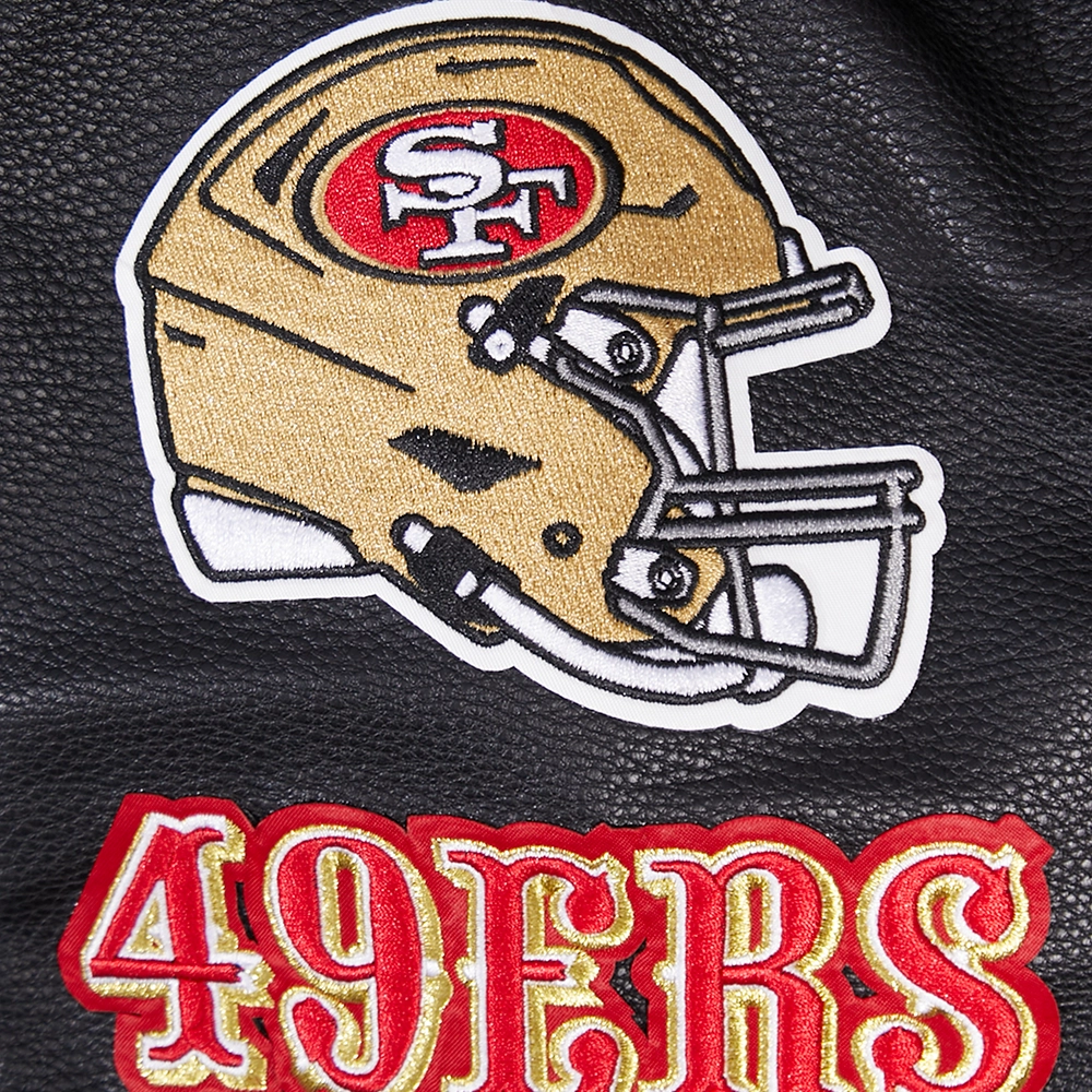 San francisco 49ers old english wool leather varsity jacket redblack 3 1